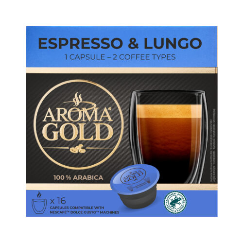 Kavos kapsulės Aroma Gold Espresso&Lungo, 16kaps