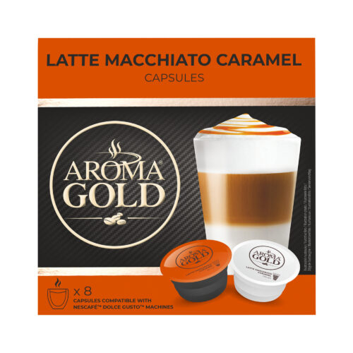 Kavos kapsulės Aroma Gold Latte Macchiato Caramel, 8+8kaps
