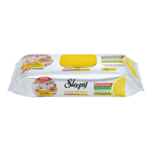 Drėgnos servetėlės Sleepy maistiniams paviršiams Lemon, 50vnt kaina akcija internetu