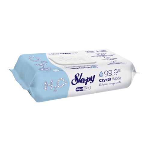 Drėgnos servetėlės Sleepy Aqua Care Baby, 50vnt kaina akcija, kūnui. Tinkamos kūdykiams, 99,9% vandens