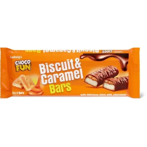 Šokoladiniai batonėliai Choco Fun Biscuit&Caramel, 210g