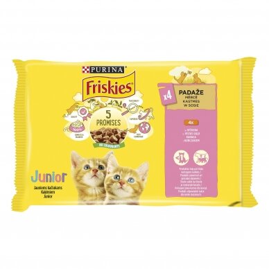 Šlapias ėdalas katėms su vištiena FRISKIES JUNIOR, 4x85g