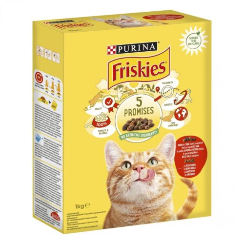 Sausas ėdalas katėms su jautiena, vištiena ir daržovėmis FRISKIES, 1kg. Kaina, pigiau pirkti internetu, akcija, žemos kainos.