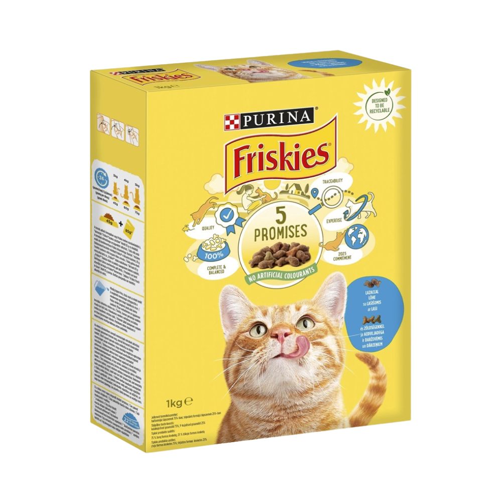Sausas ėdalas katėms su lašiša ir daržovėmis FRISKIES, 1kg kaina akcija pigiau internetu