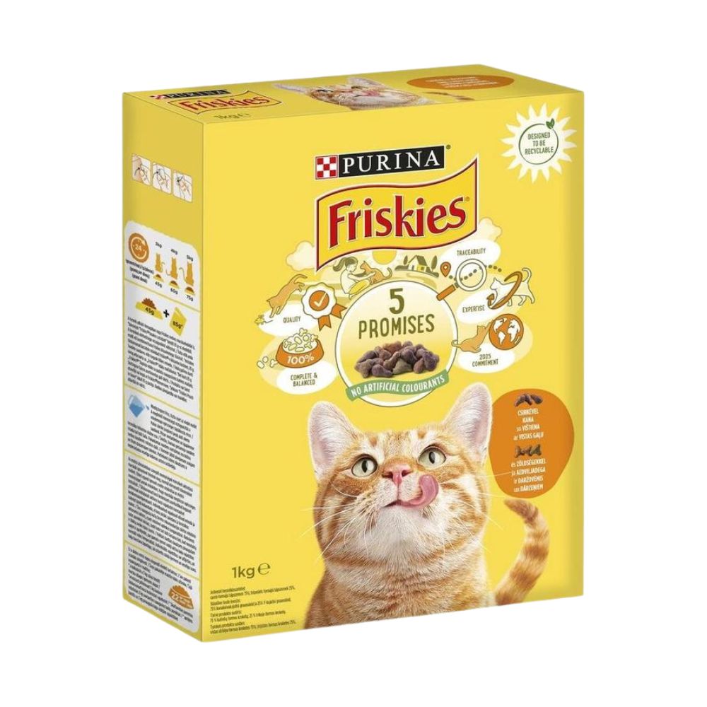 Sausas ėdalas katėms su vištiena ir daržovėmis FRISKIES, 1kg kaina akcija pigiau internetu