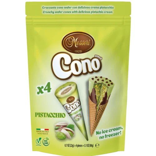 Cono vafliniai rageliai su pistacijomis, (4 x 22 g) / 88 g