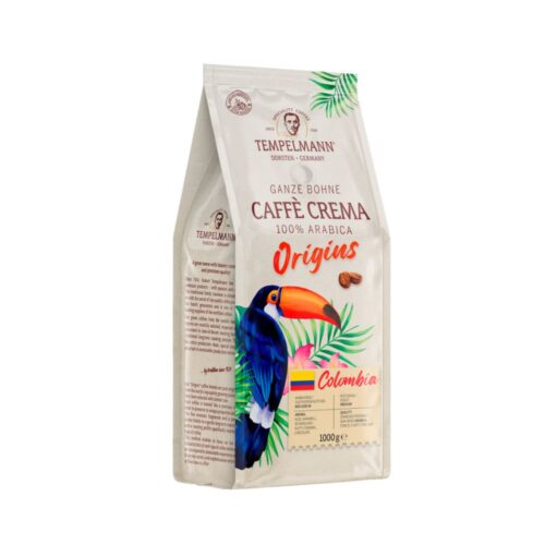 Kavos pupelės Tempelmann Caffee Crema Origins Colombia, 1kg kaina akcija pigiau