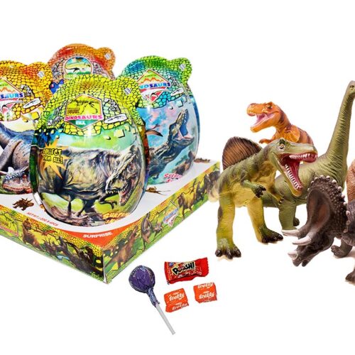 Plastikinis kiaušinis su siurprizu ir saldainiais World of Dinosaurs 1vnt