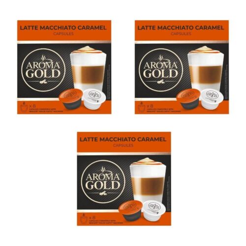 Kavos kapsulės Aroma Gold Latte Macchiato Caramel, 3x16kaps