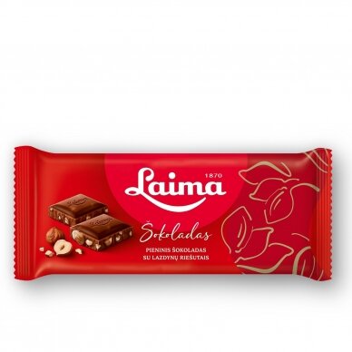 Pieninis šokoladas Laima su lazdynų riešutais, 90g