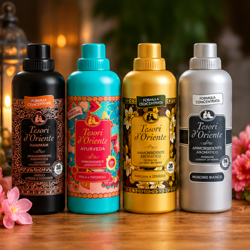 Minkštiklių rinkinys Tesori (Hammam; Ayurveda; Vanilia; Muschio), 4x760ml