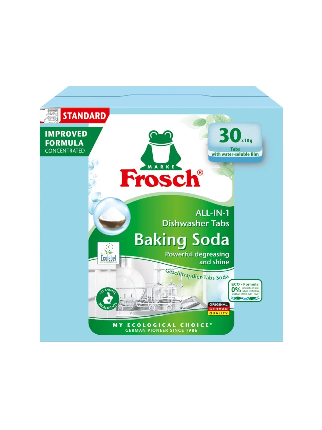 Indaplovės tabletės Frosch Baking Soda, 30x18g kaina akcija