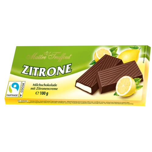 Maitre Truffout pieninis šokoladas su citrinų kremo įdaru, 100 g