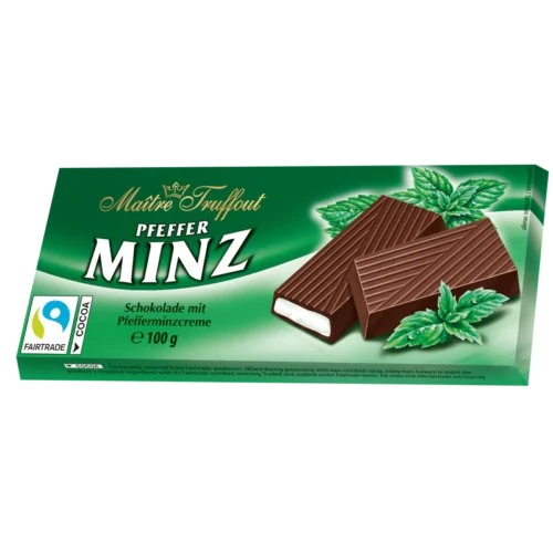 Maitre Truffout pieninis šokoladas su pipirmėčių įdaru, 100 g