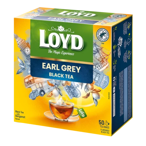 Loyd Earl Grey juodoji arbata su bergamočių aromatu, 50 pakelių (100 g)
