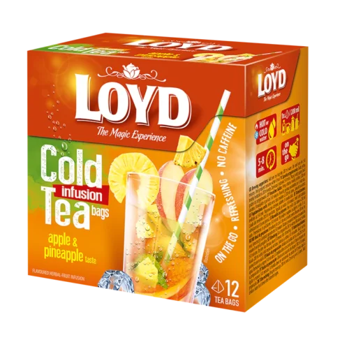Loyd Cold Infusion Apple & Pineapple – šaltai plikoma arbata, 12 pakelių (30 g)
