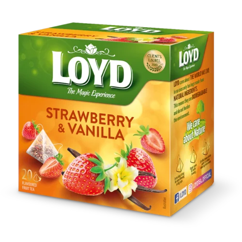 Loyd vaisinė arbata Strawberry & Vanilla, 20 piramidinių pakelių (40 g)