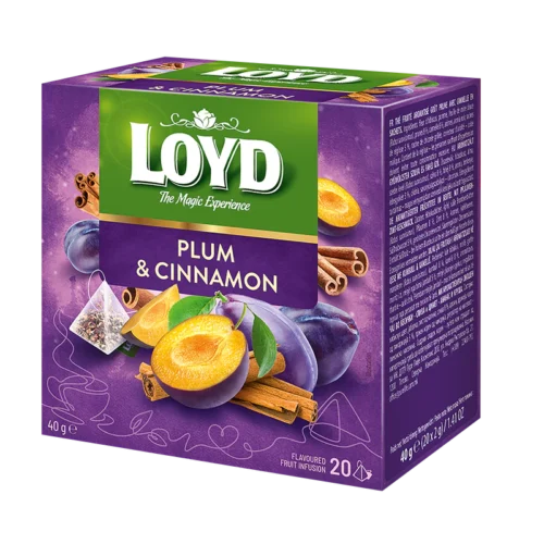 Loyd vaisinė arbata Plum & Cinnamon, 20 piramidinių pakelių (40 g)