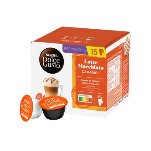 Kavos kapsulės Nescafe Dolce Gusto Latte Macchiato Caramel, 15+15 kaps
