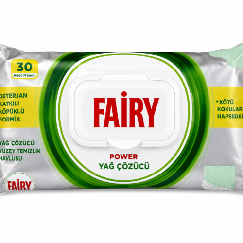 Fairy Power riebalų šalinimo drėgnos valymo servetėlės 30 vnt (geltonos)