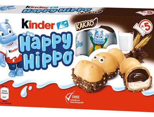 Kinder Happy Hippo Kakao – vafliniai sausainiai su kakavos ir pieno įdaru, 103,5g