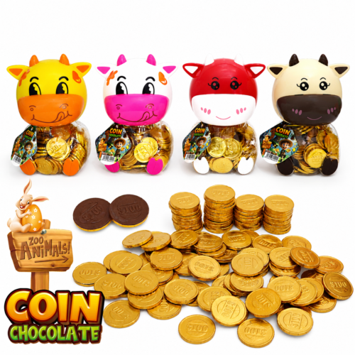 Šokoladinės monetos Animal Coins Cow, 100x2,4g