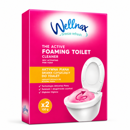 Wellnax aktyvios rožinės putos tualeto valymui, 2 × 100 g