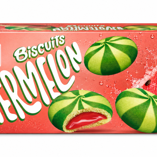 Sweet Plus Watermelon Biscuits – sausainiai su arbūzų skonio įdaru, 110g
