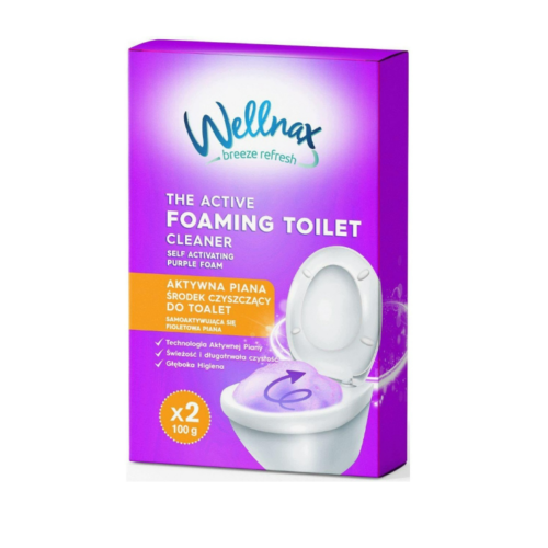 Wellnax aktyvios violetinės putos tualeto valymui, 2 × 100 g
