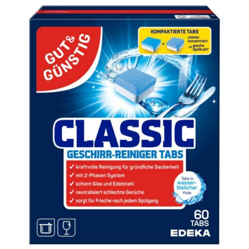 GUT & GÜNSTIG Classic indaplovių tabletės 60 vnt.