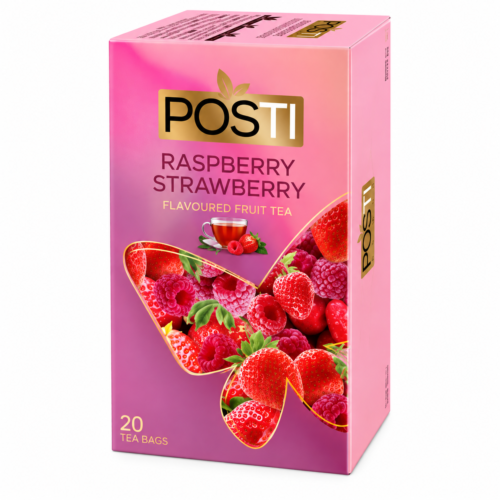 POSTI Raspberry Strawberry – aviečių ir braškių vaisinė arbata, 20 pakelių / 50 g