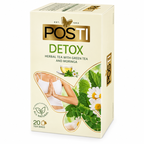 POSTI Detox – žolelių arbata su žaliąja arbata ir moringa, 20 pakelių