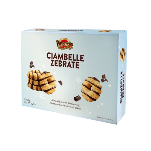 Papagena Ciambelle Zebrate sausainiai su kakavos glaistu, 150 g