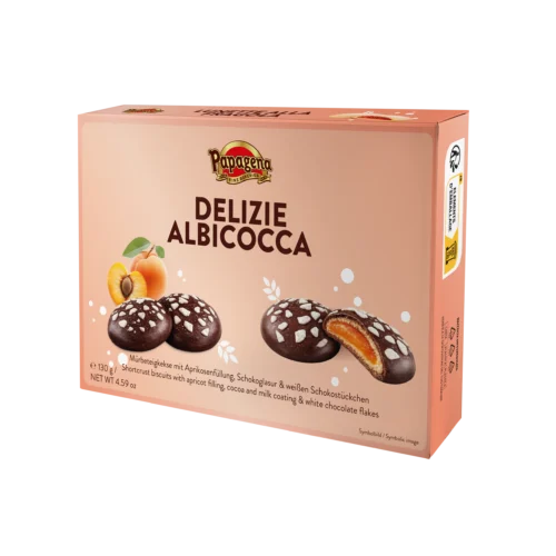 Papagena Delizie Albicocca sausainiai su abrikosų įdaru, 130 g