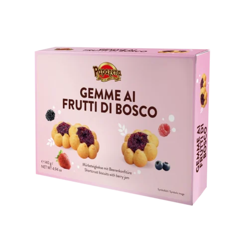 Papagena Gemme ai Frutti di Bosco sausainiai su miško uogų įdaru, 140 g