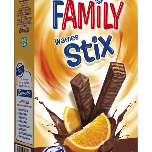 Family Waffles Stix Orange – vaflinės lazdelės su apelsinų skoniu, 155g