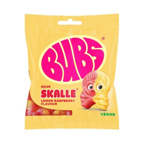 BUBS Sour Skalle Lemon Raspberry – rūgštūs guminukai, 155 g, kaina, akcija, pigiau