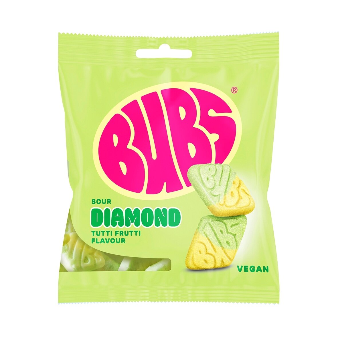 BUBS Sour Diamond Tutti Frutti – rūgštūs guminukai, 155 g kaina akcija pigiau