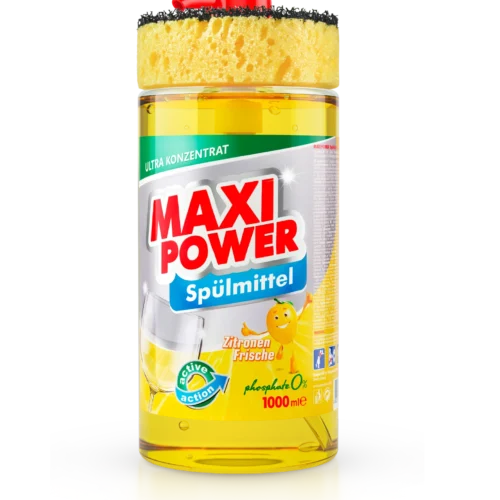 Maxi Power Lemon – koncentruotas indų ploviklis su citrinų aromatu, 1000 ml